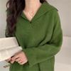Solid color fashionable simple pullover sweater women's autumn and winter new versatile loose and thin knitted sweater top