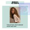 European Size 1pc Women'S Floral Butterfly Bow Print T-Shirt, Casual Crew Neck Short Sleeve Top, Fashionable Sports Tee with Medium Stretch Fabric,