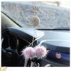 Creative New Mink Hair Crystal Diamond Ball Peach Heart Rearview Mirror Pendant Tassel Style Car Hanging Decoration PendantItems