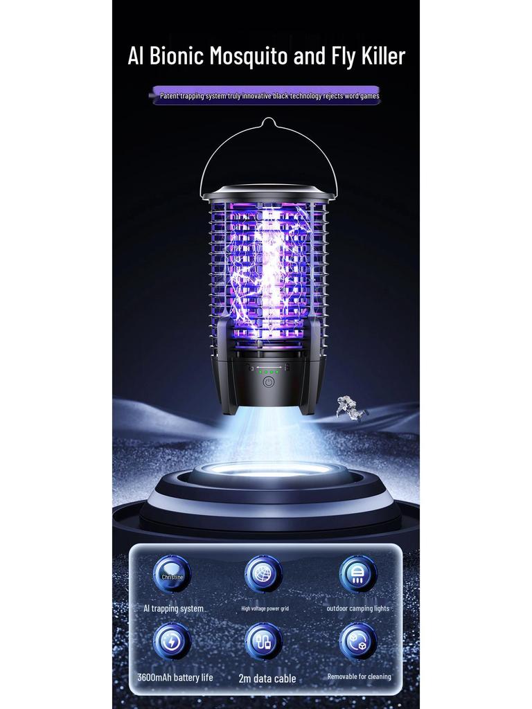 2024 Starship Electric Mosquito Killer Lamp: Outdoor Waterproof Fly Catcher & Repellent for Camping & Courtyard.