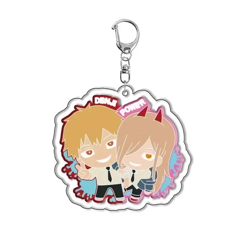 Anime Chainsaw Man Keychain Pochita Makima Cartoon Acrylic Bag Tag Keyrings Cos Trendy Gift
