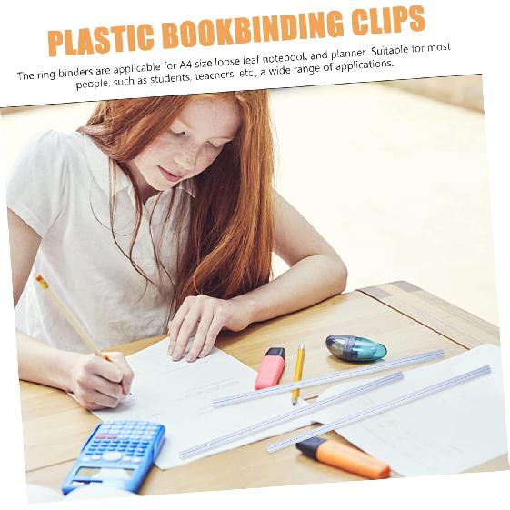 NUOBESTY 10pcs A4 Slide Binder Binding Bars for Report Covers Plastic Binding Bars Clear Binder Clear Slides Folders Plastic Paper Binder Plastic