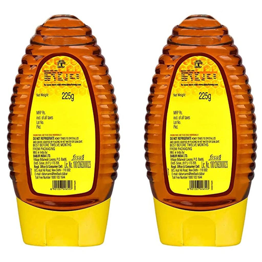 Dabur Honey Squeezy Pack 450g (225g x 2) | 100% Pure Natural Honey | Immunity Support & Fitness Lifestyle | No Added Sugar, Rich in Antioxidants