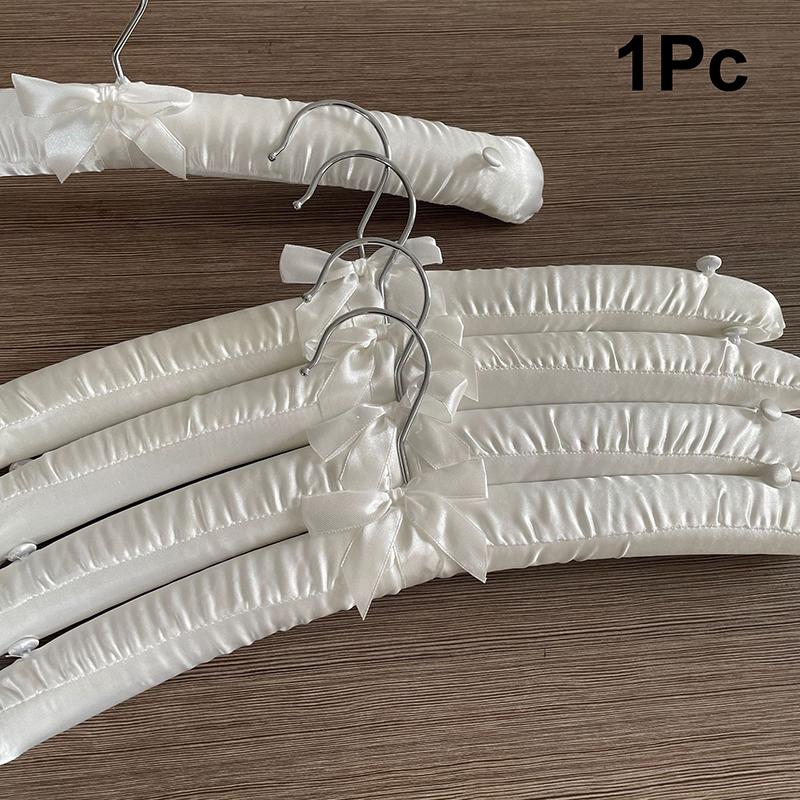 5 Pezzi 38cm Bianco Raso Imbottito Appendiabiti Vestiti Cappotto Sposa Antiscivolo Presa Morbida