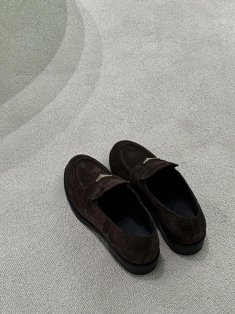 Retro Triangular Buckle Leather Thick-soled Women's Autumn Lazy Small Leather Shoes Thick Heel Single Shoes