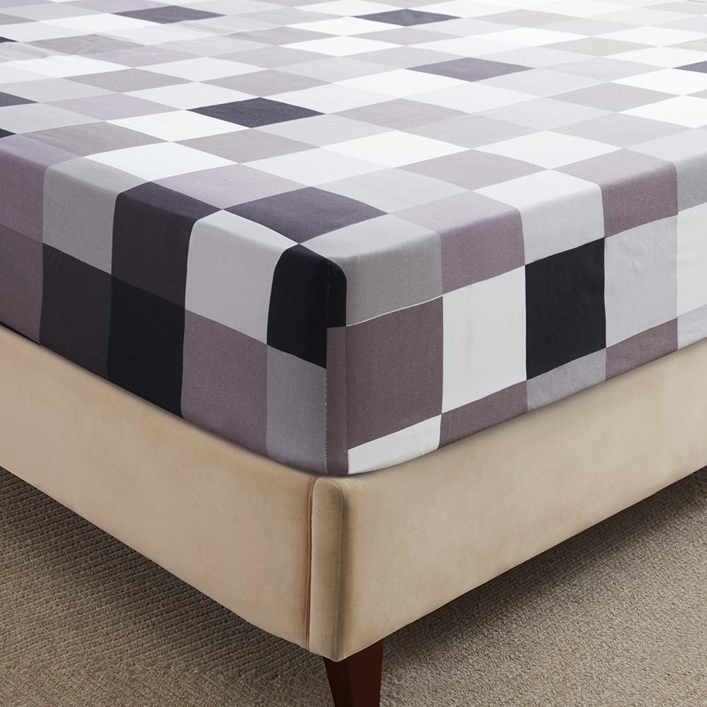 Colorful Plaid Fitted Sheet Twin Queen 3Pcs Geometric Grid Bed Sheet Set Microfiber Lattice Checkerd Bed Sheets - Deep Pocket