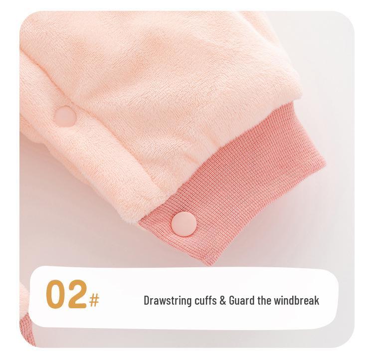 Winter Padded Cotton Jumpsuit for Newborn Girls - Warm, Plus Velvet, Thickened Outerwear