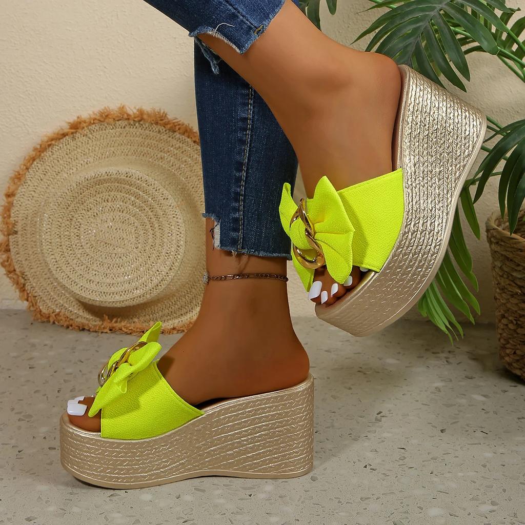 Fashion Women Sandals Fashion High-heeled Summer Bow Comfortable Elegant Platform Women 2025 New Designer Shoes Wedges Sandals Women