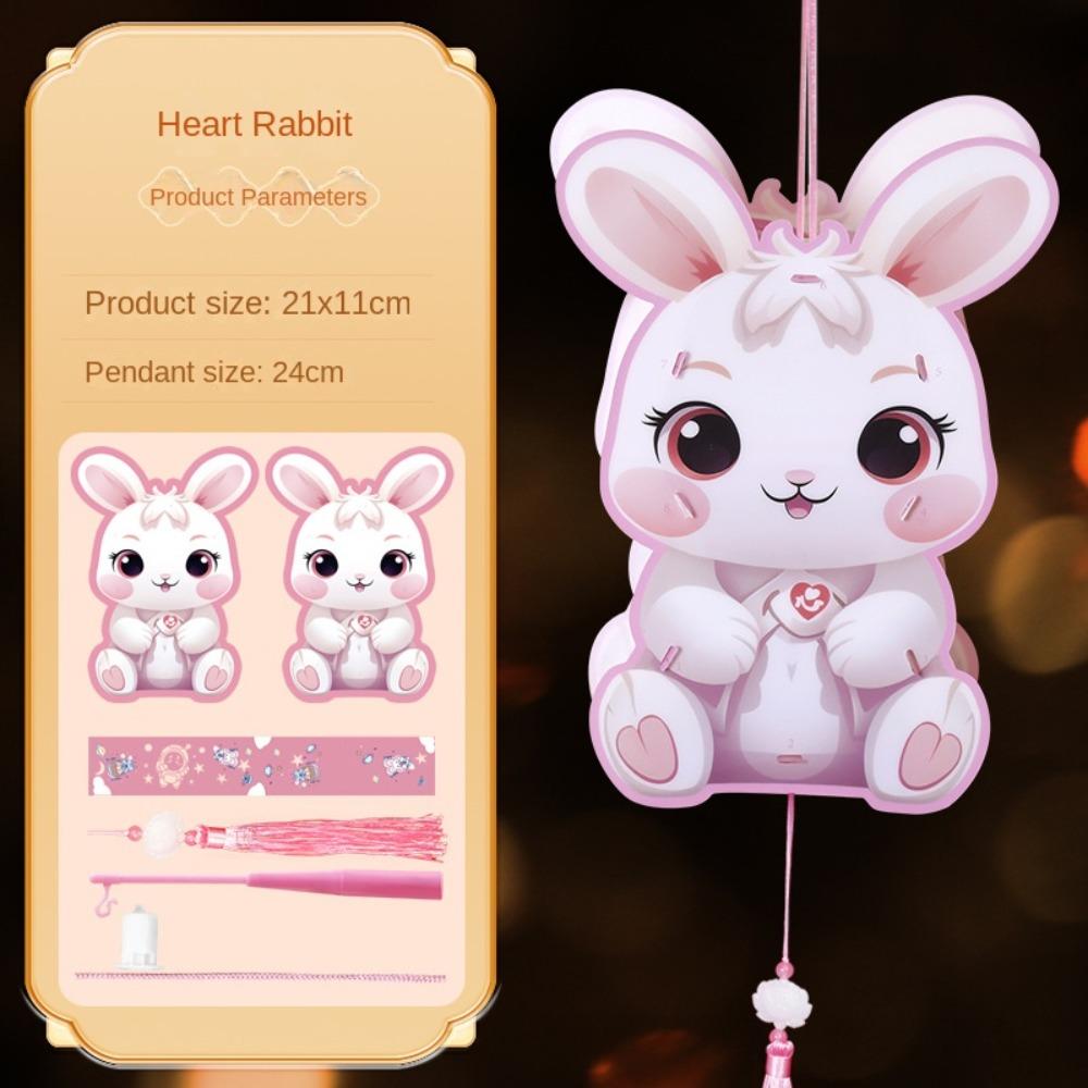 Cute Festival Lantern Material Kits DIY Craft Cartoon Rabbit Lamps  Women