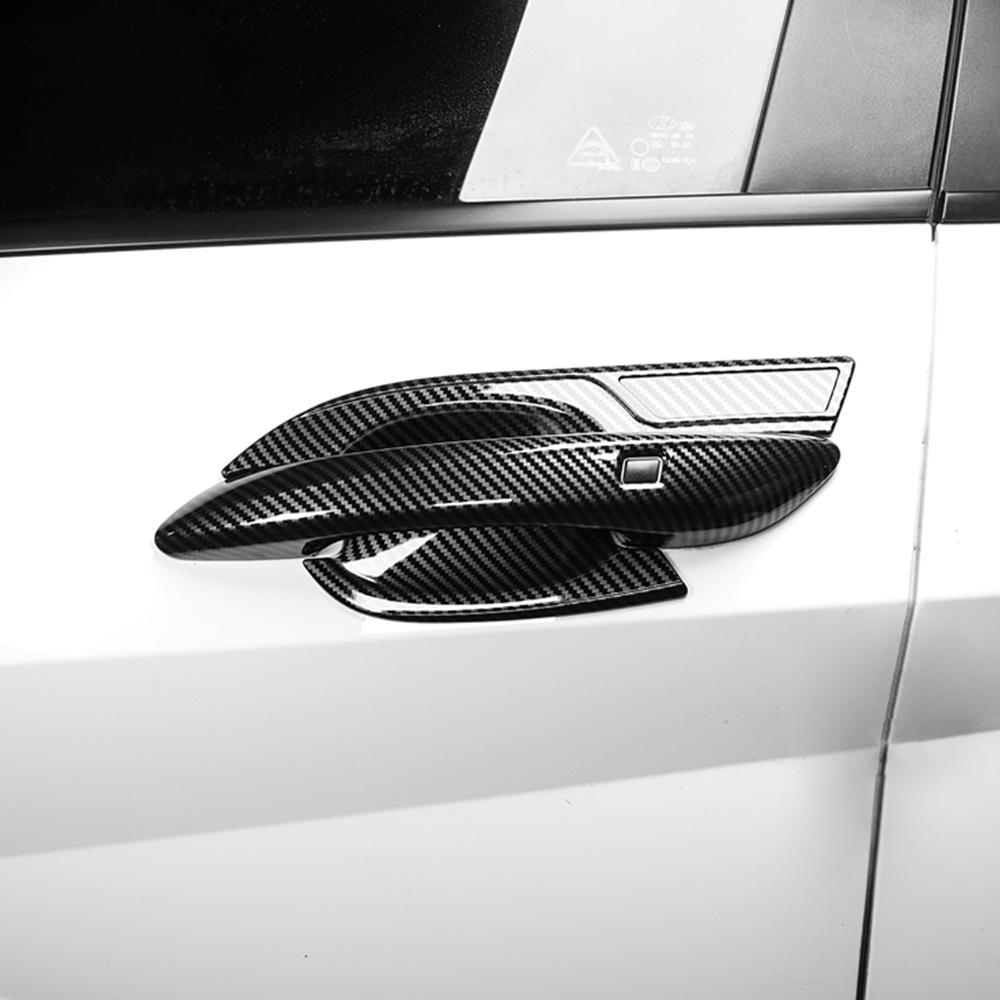 Carbon Fiber Style Door Handle Cover Trim 4Pcs For Hyundai Elantra CN7 / CN7 N 2021-2025 LHD RHD Exterior Decor Car Accessories