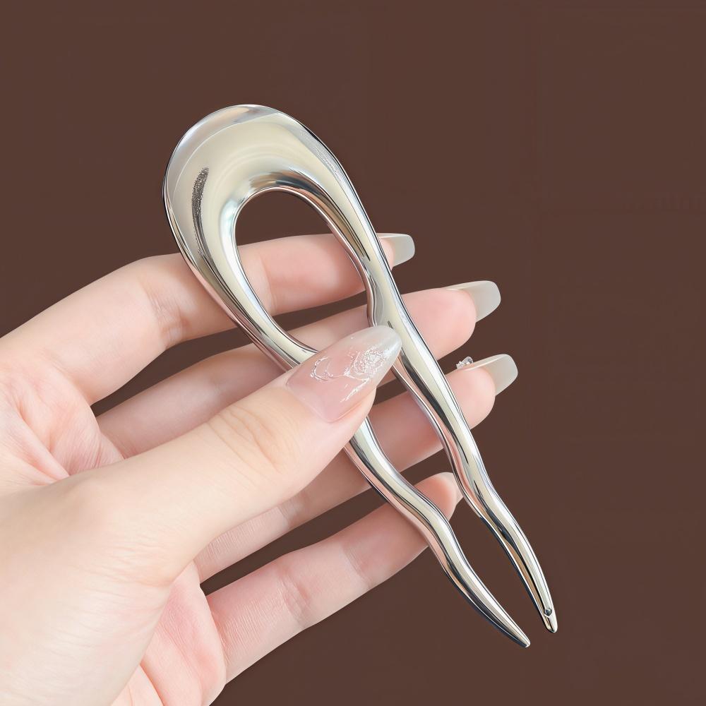 Vintage Metall U-förmige Haargabel Mode Geometrisch Unregelmäßig Legierung Haarspangen Clips Kopfschmuck Damen Mädchen Einfache Haarstäbchen Geschenke