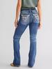 Stylish Women's Embroidered Micro-Flare Denim Jeans