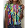 Fashion Women's Striped Printed Top Casual Loose Short Sleeves Comfortable Breathable T-Shirts Women’s