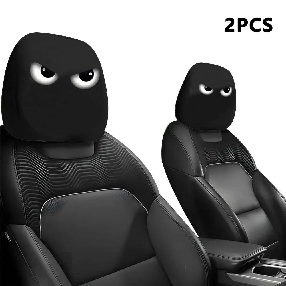 2PCS Funny Cartoon Car Headrest Cover Eyes Car Seat Head Rest Protector Spooky Cars Seat Covers for Cars for Halloween Christmas