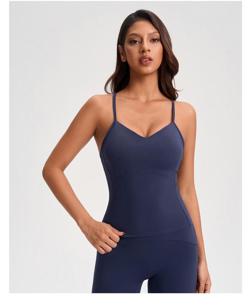 Débardeur Push-Up Sportif pour Femme Nude à Bretelles Fines avec Bonnets Rembourrés - Couche de Base Yoga & Fitness YG-1004