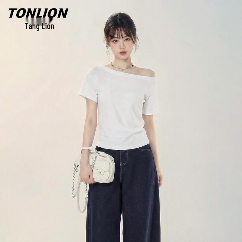 

Женская футболка TonLion с одним плечом и короткими рукавами M