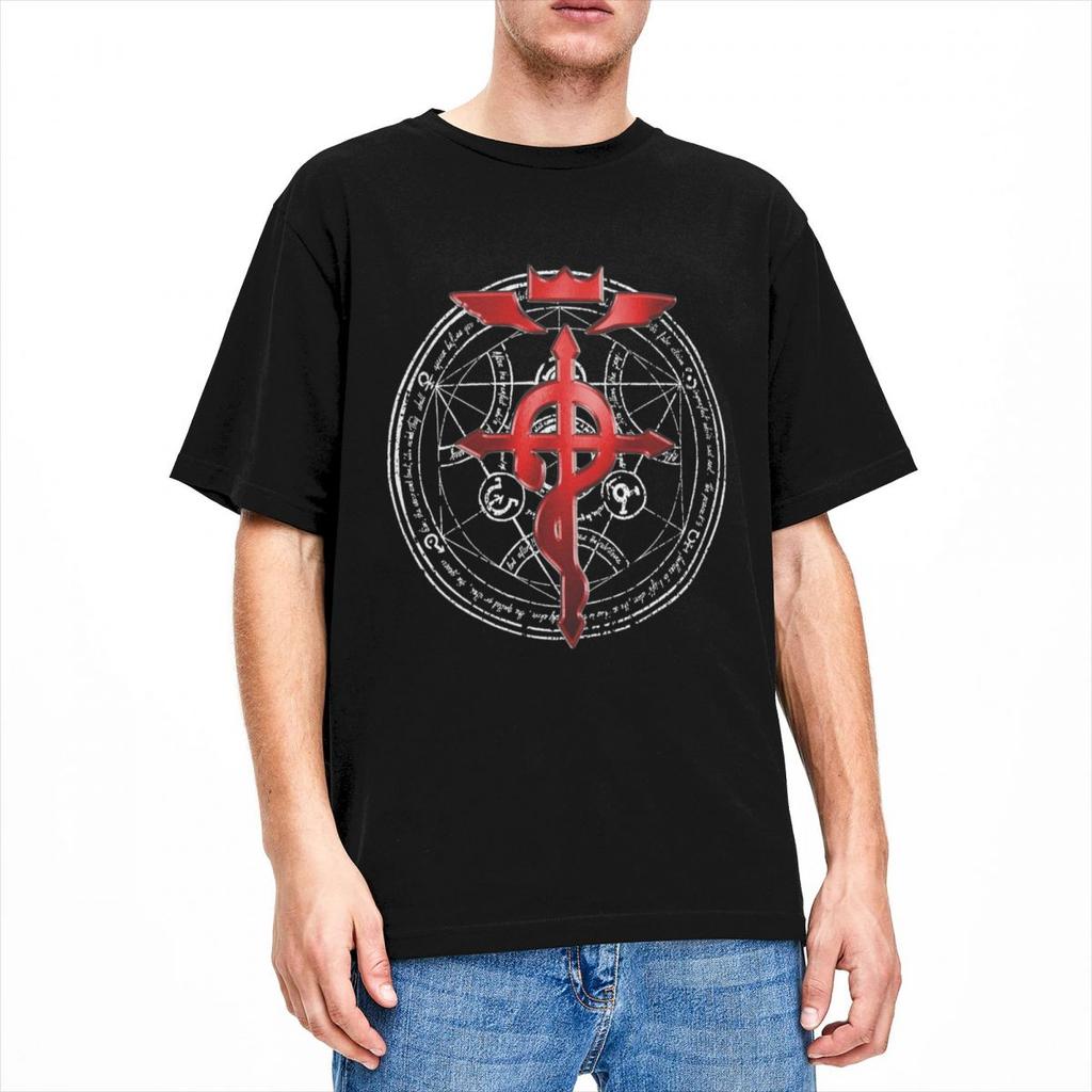 Men's Fullmetal Alchemists Transmutation Symbol T Shirt Japanese Anime Cotton Clothing Short Sleeve Round Neck Tee Shirt T-Shirt