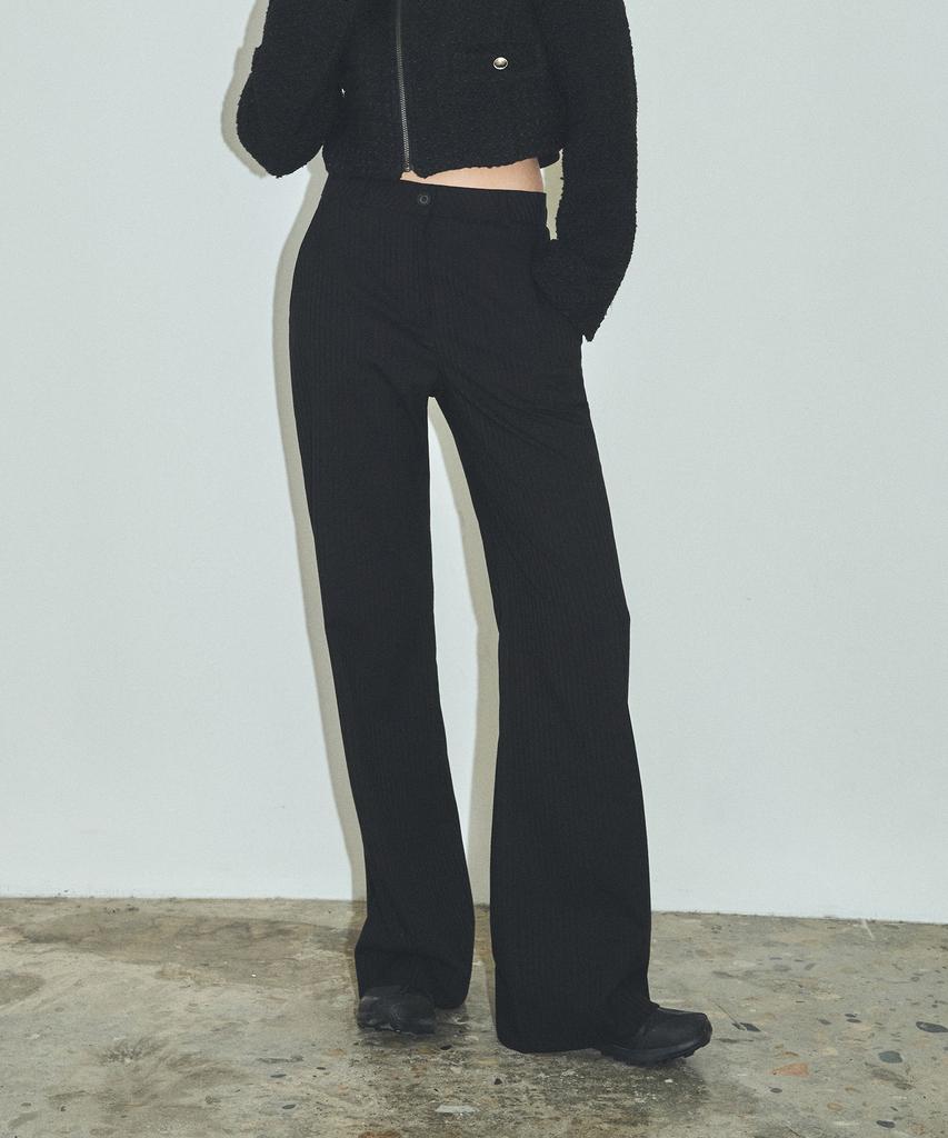 CITTA Twill Stripe Semi-Flare Slacks_Ctb538(Black)