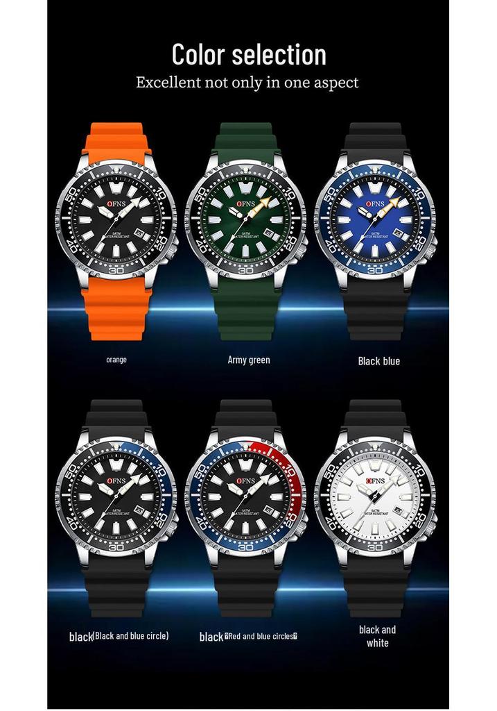 OFNS Men's Casual Waterproof Quartz Wristwatch - Fashionable, Luminous, Simple Design with Shrimp Skin Pattern