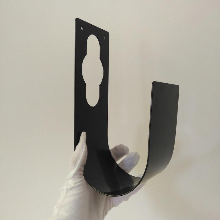 J-Shaped Black Iron Garden Hook with Screw Hole for Water Pipe Storage