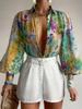 Elegant Semi-Transparant Shirt met revers & Lantaarnmouwen - Perfect voor Lente & Herfst