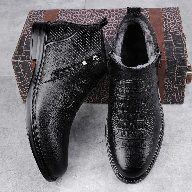 New British Style Men Genuine Leather Round Toe Chelsea Boots Flat Designer Outdoor Antiskid Business Shoe Fashion Walking Shoes