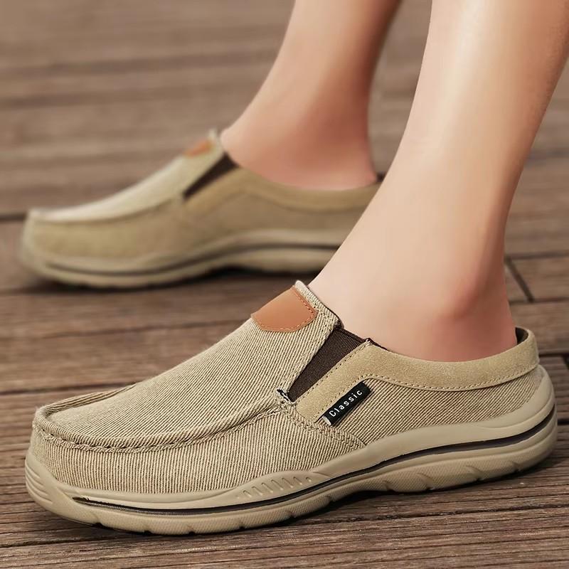 Men's Canvas Slippers Outdoor Anti-slip Casual Slippers Fashi Lightweight Half Slippers Comfortable Walking Men's Shoes