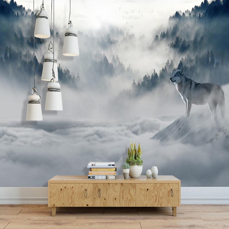 

3D Wallpaper Modern Fog Forest Wolf Animal Photo Murals Living Room Bedroom Home Decor Wall Paper For Walls 3 D Papel De Parede 200 cm(W) x 140 cm(H)