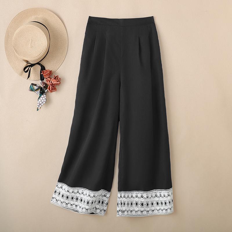 

ZANZEA Женские повседневные брюки свободного кроя с эластичной талией и лоскутным дизайном 5XL чёрный