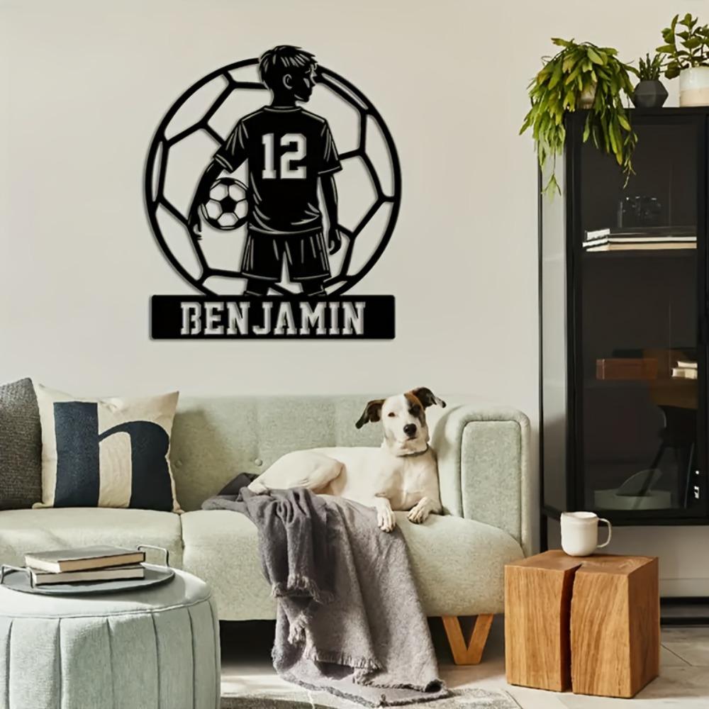 Cartello Nome Calciatore in Metallo Personalizzato Decorazione Personalizzata per Porta e Parete Regalo per la Stanza dei Ragazzi