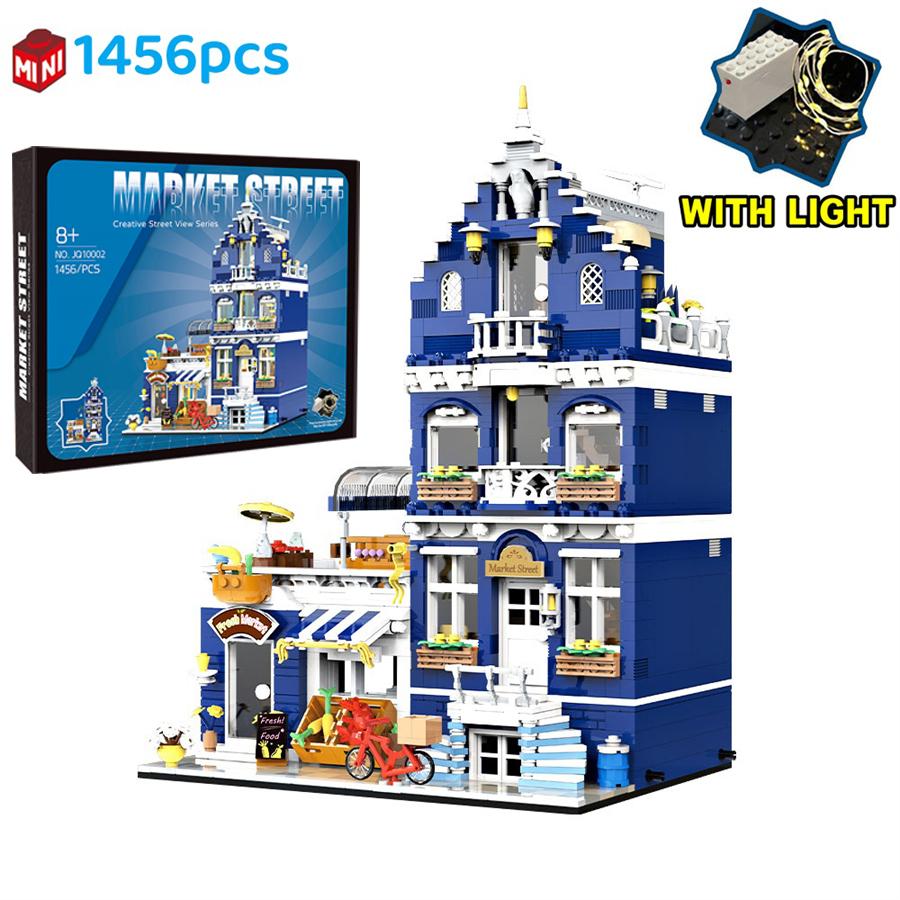 

Non-Toxic European Street Scene Architecture Creative 3D Micro Building Blocks Coffee Shop Market Store Adult Kid Christmasgift with box