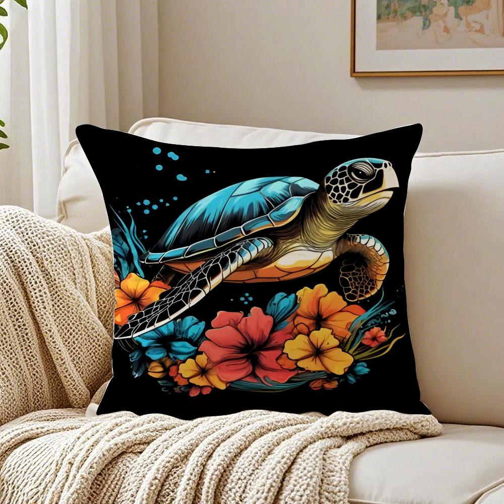 Turtle Hawaiian Sea Turtle Pillow Case Organic Short Plush Cushion Covers Breathable Washable WrinkleResistant
