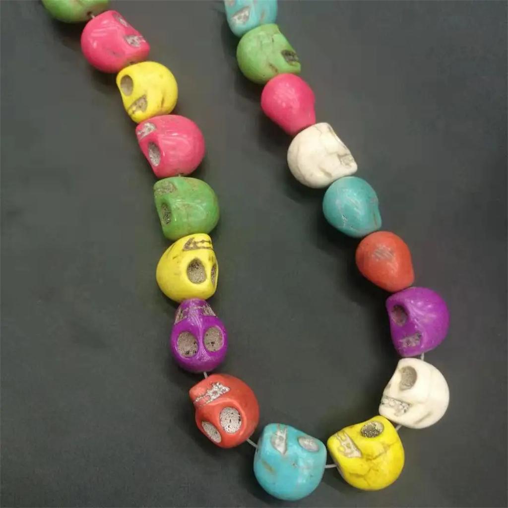CH70 20Pcs 11mm wacky Skull Beads Clothes Multicolor Beads Handmade Diy Necklace Gothic Jewelry Handmade Beads trend Accessories