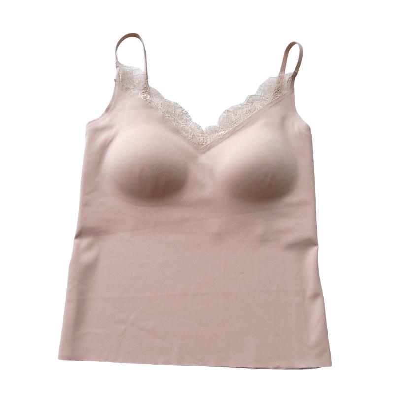 Lace Sexy Liquid Foundation Suspender Small Vest Women's Belly Cover with Chest Pad Beautiful Back Wear Inside Top White Underwear
