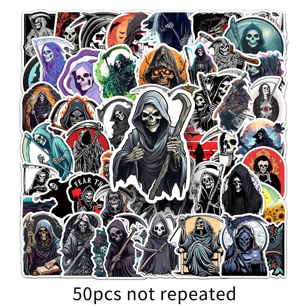50 Death Graffiti Stickers Personality Horror Skeleton Dark Wind Decorative Mobile Phone Case Computer Skateboard Stickers