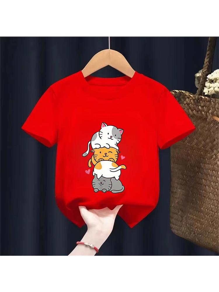 Kids Girls Just a Girl Who Loves Cats Graphic TShirt Soft Cotton Crew Neck Tee Casual Summer Wear for School Playdf0020