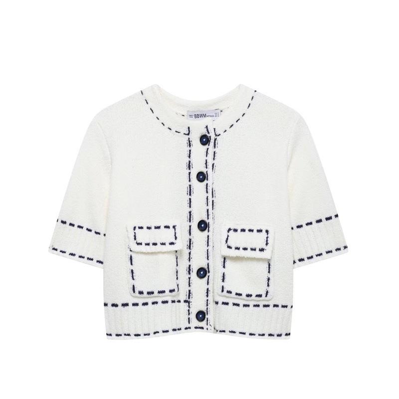 

TAOP&ZA Женский повседневный кардиган из трикотажа для работы - Весенне-летняя куртка с коротким рукавом Large белый