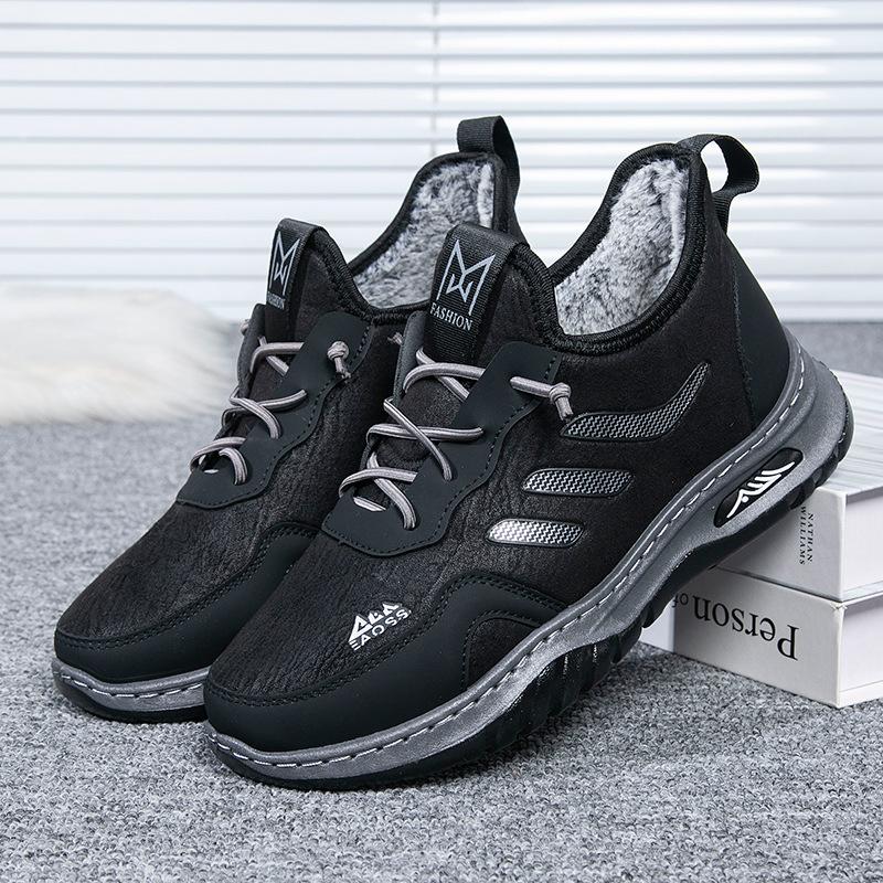 

Модные зимние мужские хлопковые туфли в спортивном стиле, бархатные утолщенные теплые баскетбольные туфли, рабочая обувь 39 чёрный