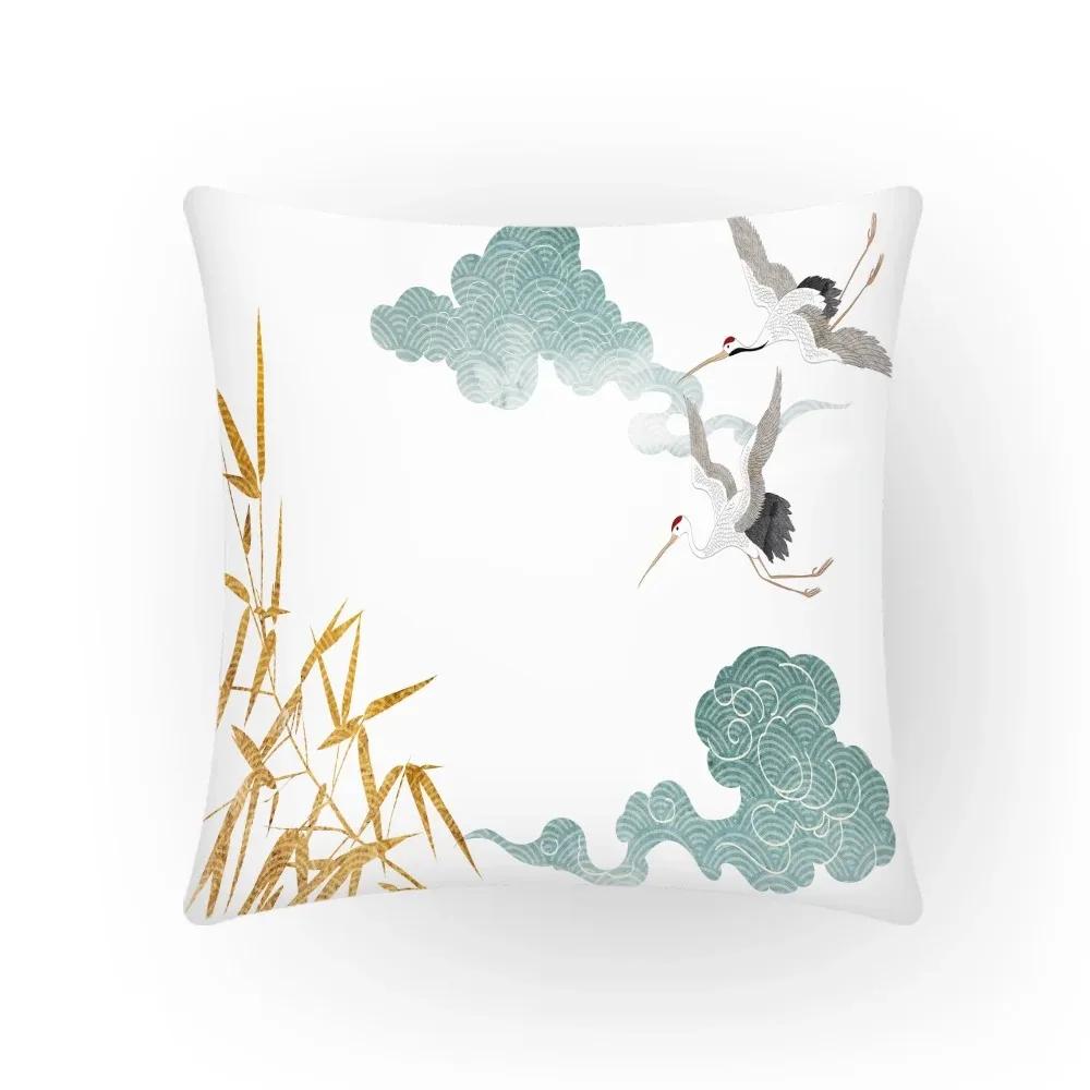 Luxury Home Decoration Cushion Cover Chinese Style Ink Painting Clouds Simple Decoration Office Sofa Cushion Cover
