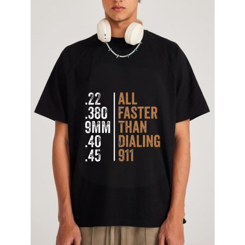 

White T Shirt with Bullet Caliber and Emergency Text Print for Casual Wear S