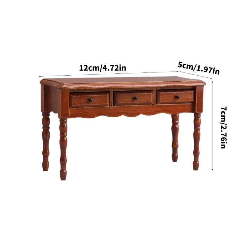 Simulation Miniature Desk With Functional Drawer Doll House Furniture With Fine Carving Detail For 1:12 Scene Display