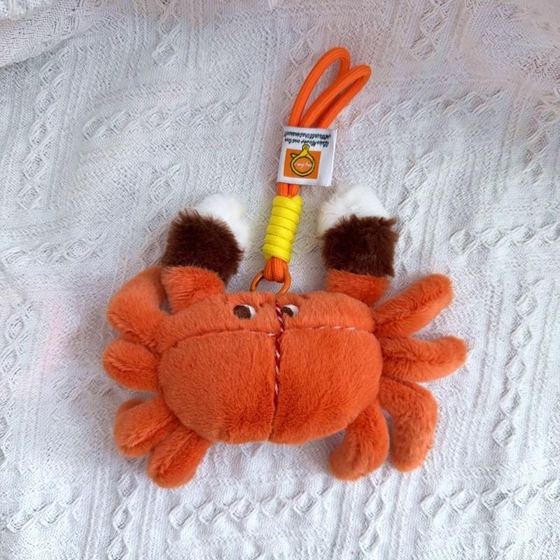 Big Crab Plush Keychain With Beaded Chain For Souvenir Collectible