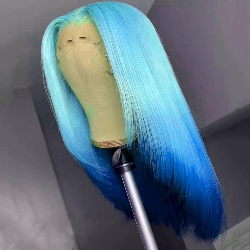 13x4 Ombre Pink Wig Layered Cut Silky Straight Synthetic Lace Front Wig for Women Heat Resistant Synthetic Hair Daily Use