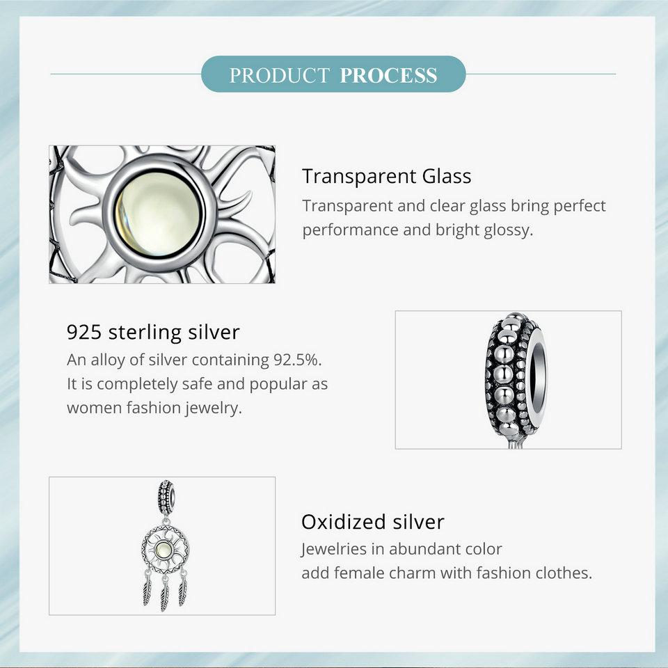WOSTU 925 Sterling Silber Traumfänger Anhänger Charms Sonnenperlen für Damen Original Armband und Halskette Edler Schmuck