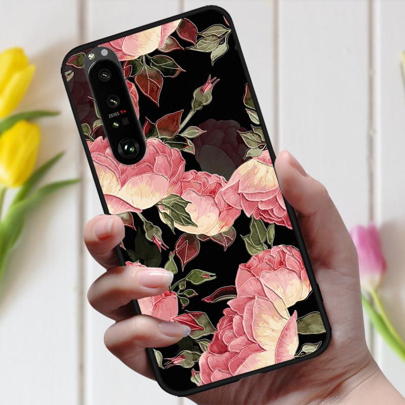 3D Emboss Flower Case For Sony Xperia 10 III Cover Cute Relief Case For Sony Xperia 1 III 5 III 10III Phone Case Coque Fashion