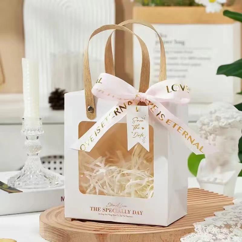 Transparent Handheld Gift Box for Birthdays & Weddings - Ideal for Candy, Lipstick, or Cosmetics in Red Nude