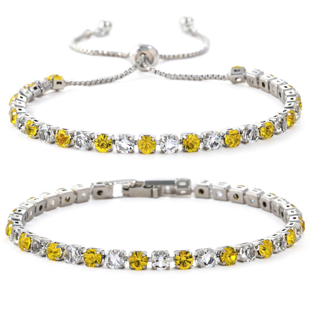 Hot-selling fashion 1mm intercolor zircon bracelet in Europe and America, high-end light luxury tennis bracelet, female spot