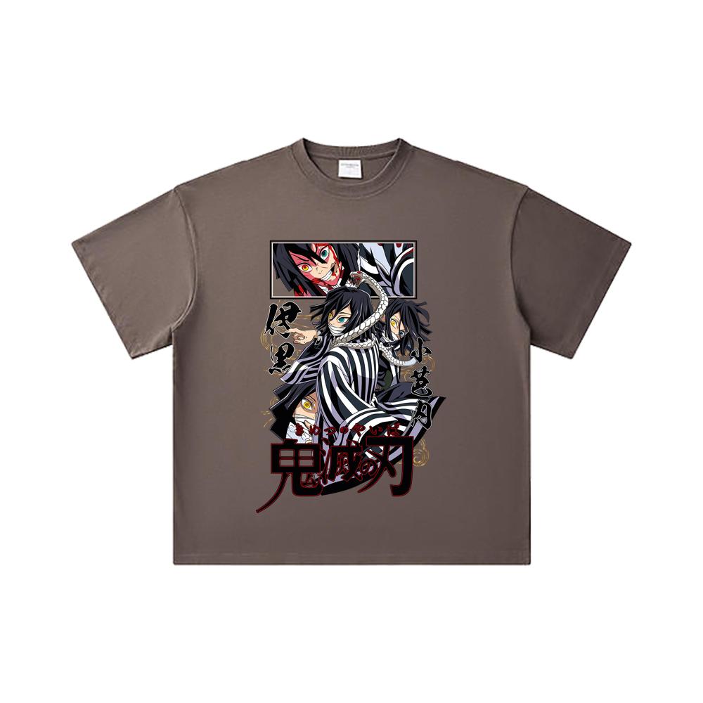 260 GSM Double Yarn 32 Count 100% Cotton Demon Slayer V95 Iguro Print Unisex Heavy Cotton T Shirt