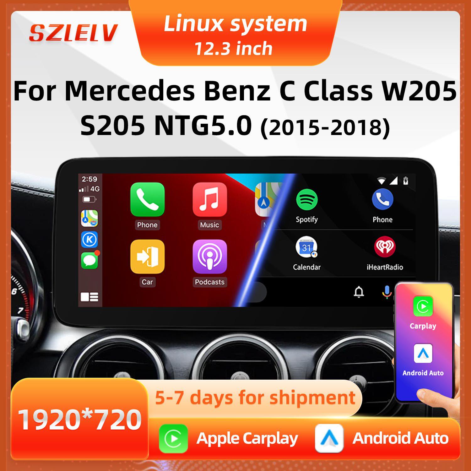 12.3  Car Navigation & Reversing Screen for Mercedes-Benz C-Class W205/S205, Linux-based Linux