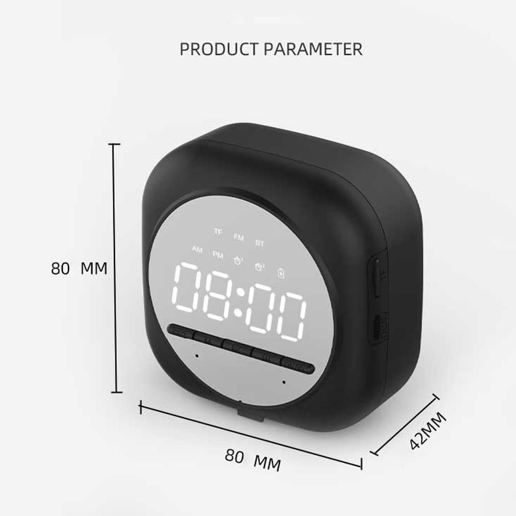 Sveglia Digitale Doppia Alarma Altoparlante Bluetooth Radio FM Lettore Schede TF Cassa Audio Specchio Display LED Sveglia Mini Volume Alto Supporto per Telefono
